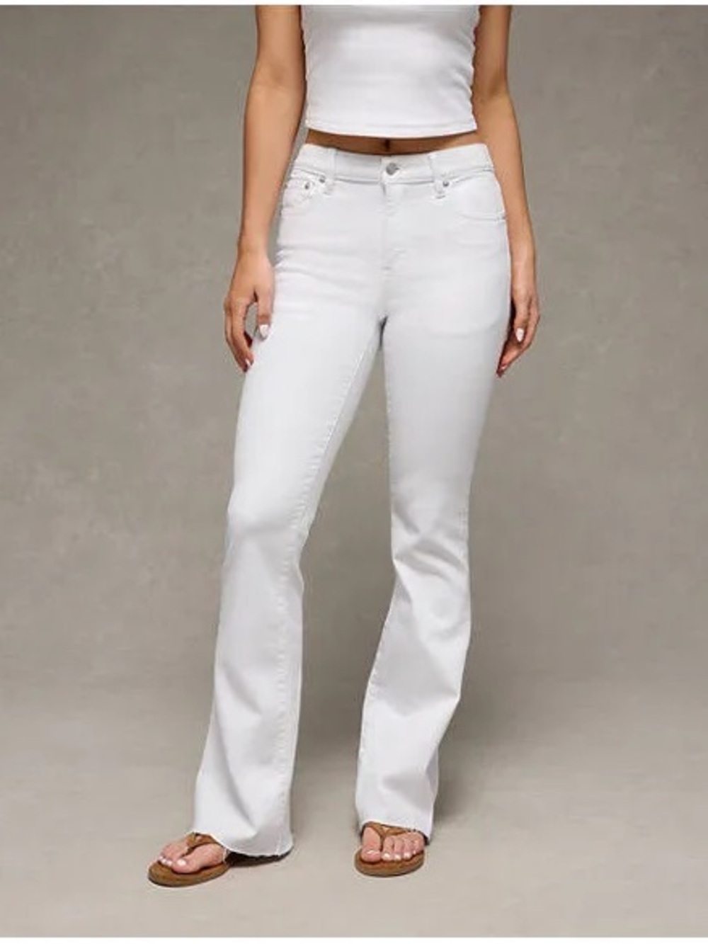 American Eagle High Rise Flare Jeans in White